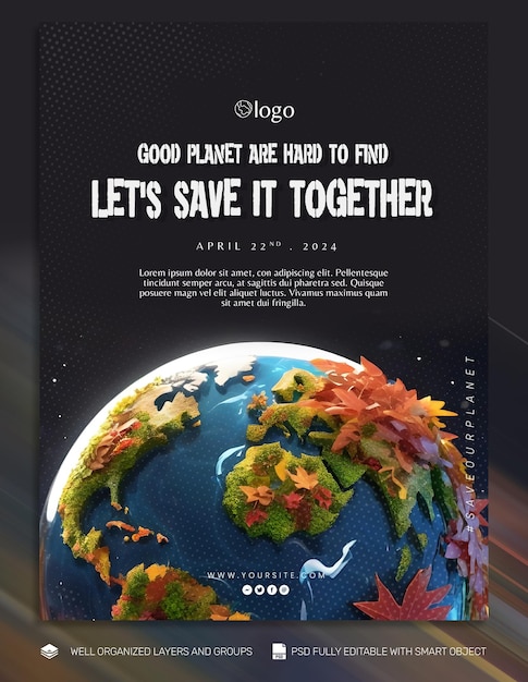 PSD psd template poster und flyer earth day social media post