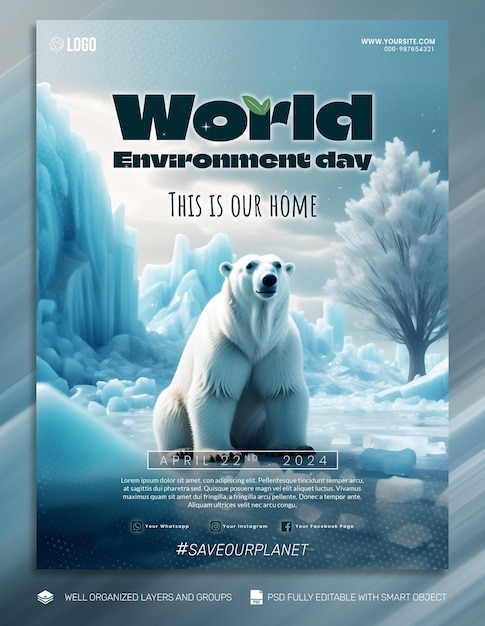 PSD psd template poster und flyer earth day social media post