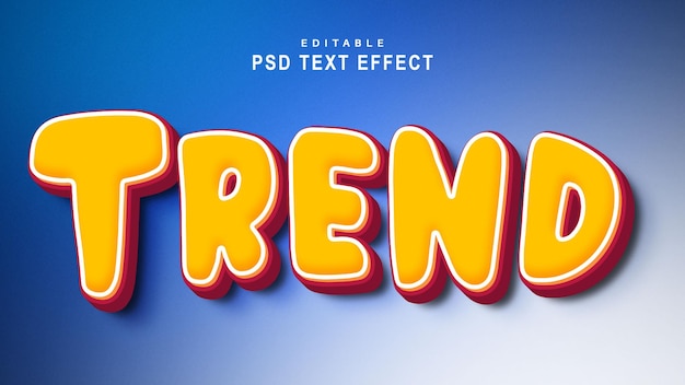 Psd tendência estilo de efeito de texto 3d