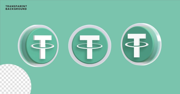 PSD tether USDT moneta di criptovaluta rendering 3D