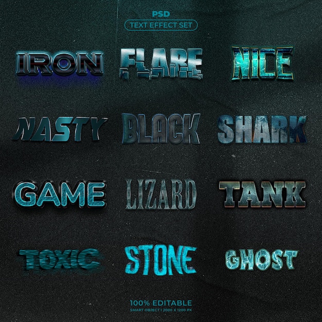 psd text effect set