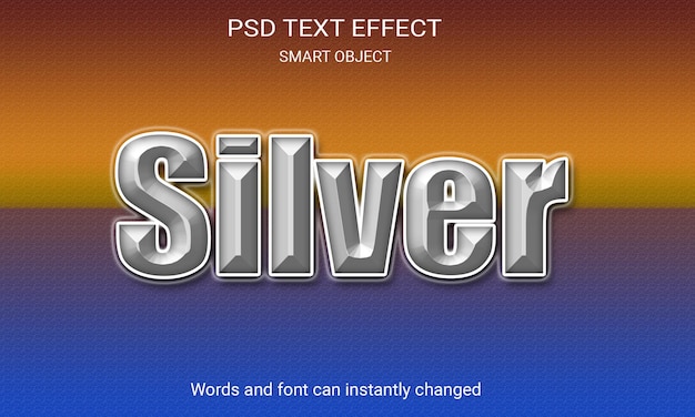 psd texto plateado efecto 3d