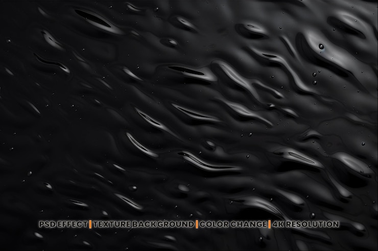 PSD psd textura de agua de onda efecto de gota de líquido de fondo negro