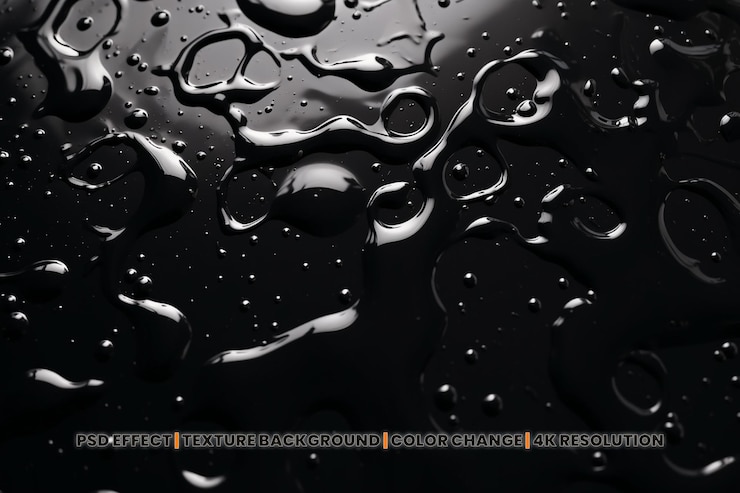 PSD psd textura de agua de onda efecto de gota de líquido de fondo negro