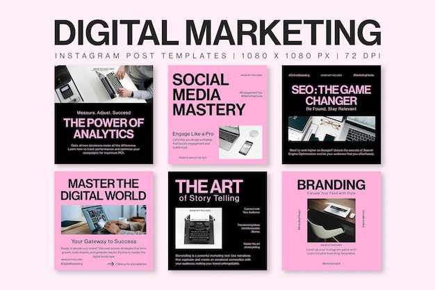 PSD The Bundle of Digital Marketing Instagram Pack Design per il modello di post sui social media