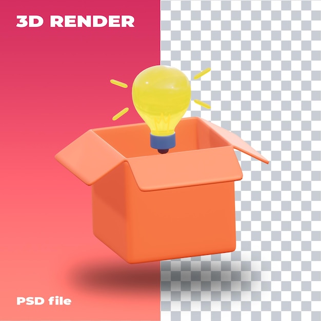 PSD think box idea 3d icon high resolution  transparent 3d render
