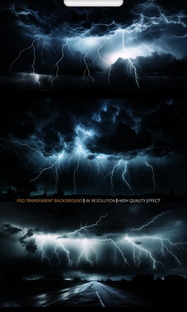 PSD psd thunderstorm lightning transparent background design