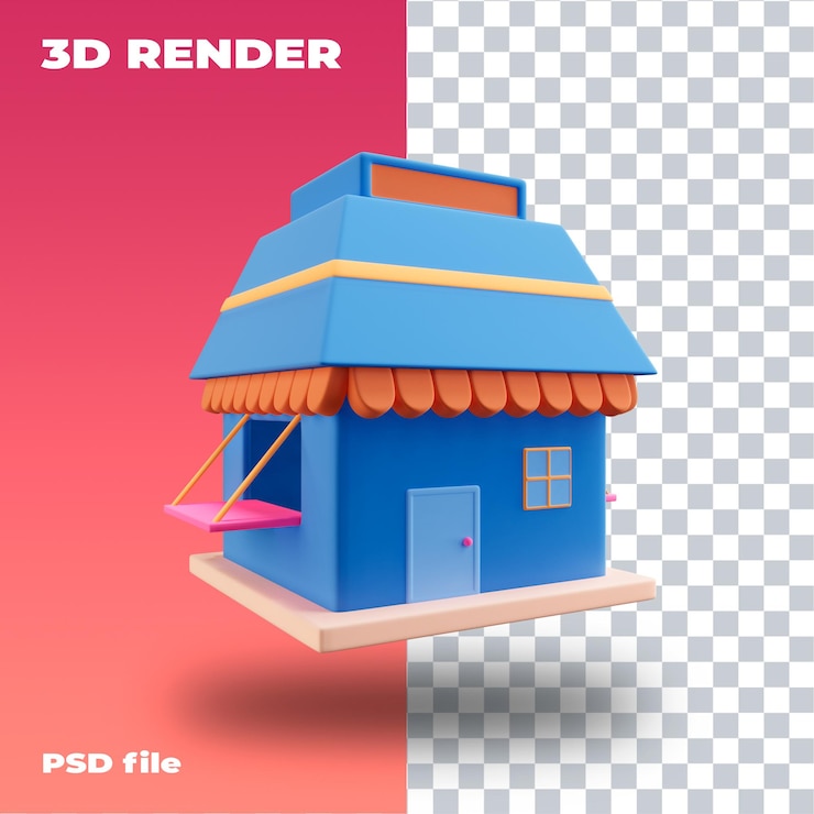 PSD psd tienda negocio ilustración 3d renderizado 3d icono