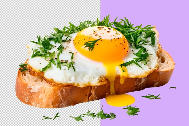 PSD psd-toast mit gebratenen eiern und dill auf durchsichtigem hintergrund