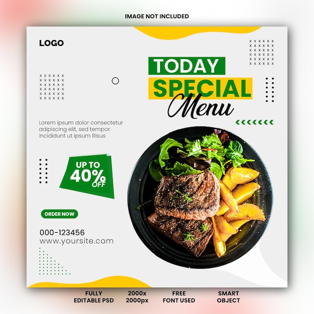 PSD Today Menu speciale social media banner template design