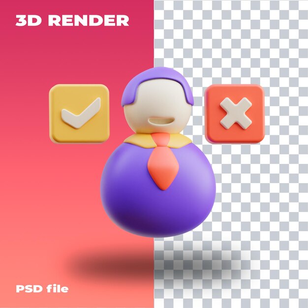 PSD, toma de decisiones, ilustración, renderizado 3d, icono 3d