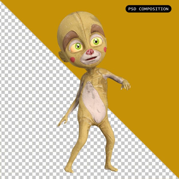 PSD psd toon puppet sujo isolado 3d ilustração de renderização