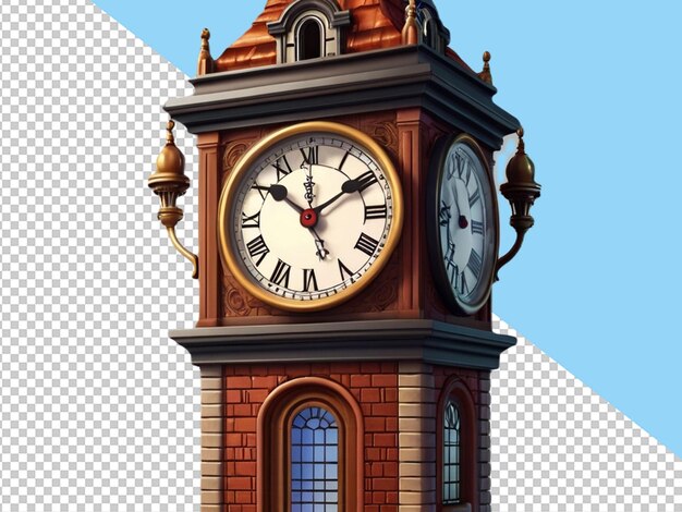 Psd de una torre del reloj en un fondo transparente