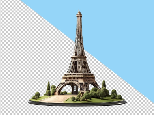 PSD psd d'une tour eiffel 3d sur un fond transparent