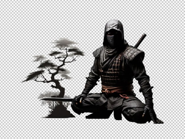 Psd de un traje de ninja en un fondo transparente