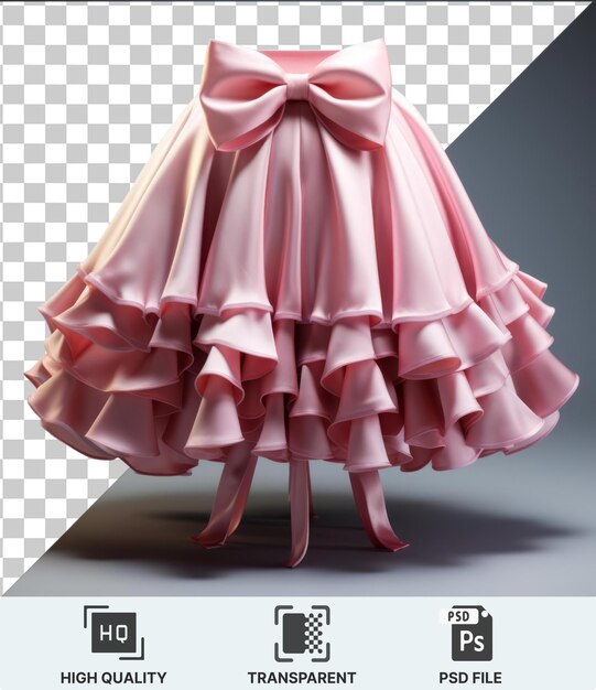 PSD psd transparent une robe rose et blanche avec un nœud rose avec une jambe rose et une ombre sombre