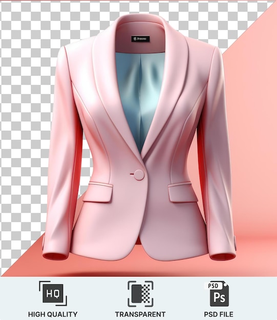 Psd Transparent Une Veste De Costume Rose Avec Un Bouton Argenté Et Un Long Bras Affiché Contre Un Mur Rose Jetant Une Ombre Sombre