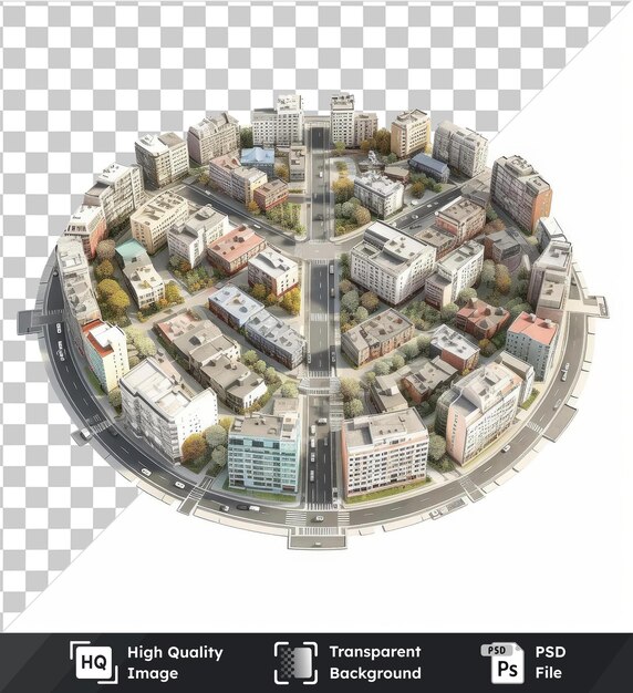 Psd transparente de alta calidad fotográfico realista modelo de ciudad del planificador urbano