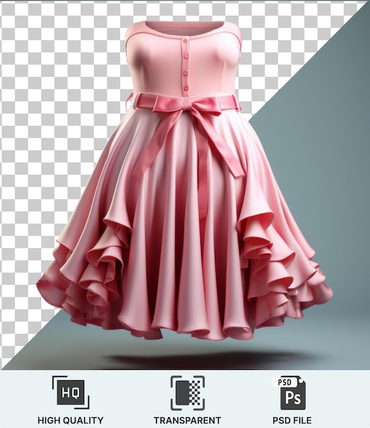 PSD psd transparente de alta calidad un vestido rosado con un lazo rosado con una sombra negra y oscura