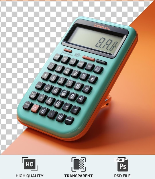PSD psd transparente una vieja calculadora con botones negros y grises una pantalla negra y una sombra azul