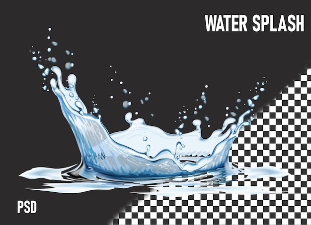 PSD trasparente spruzzo d'acqua isolato
