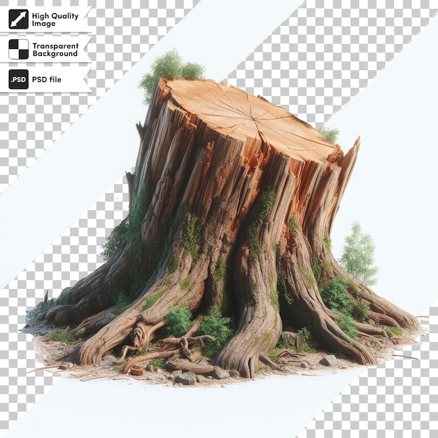 psd tree trunkstump on transparent background with editable mask layer
