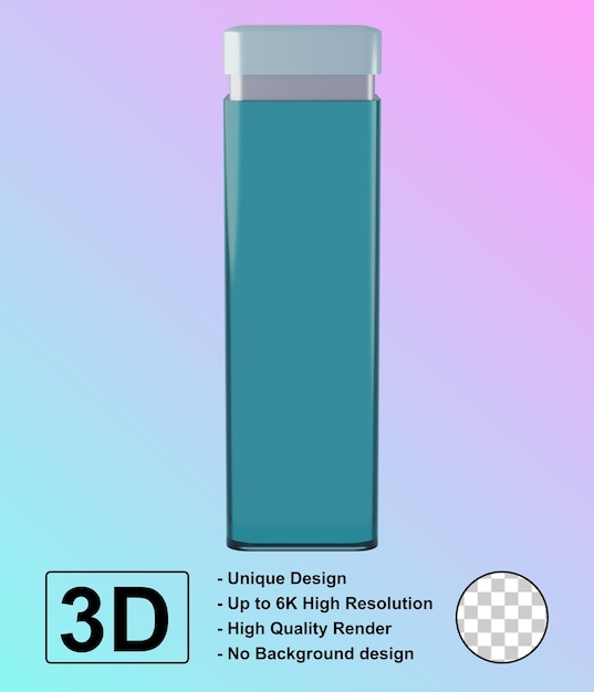 Psd trink-lange trinkflasche 3d-rendering