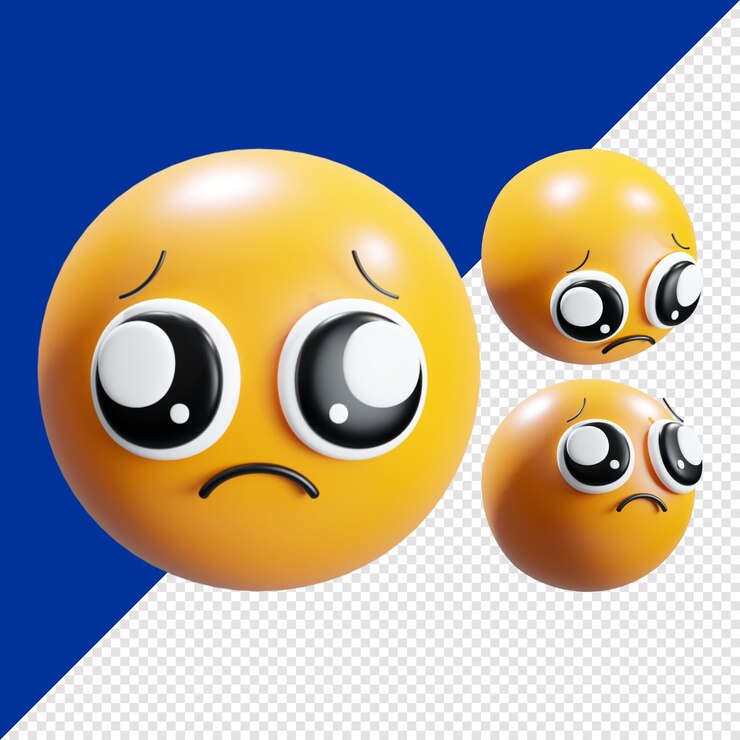 PSD psd triste avec les yeux larmoyants icône emoji image de rendu 3d