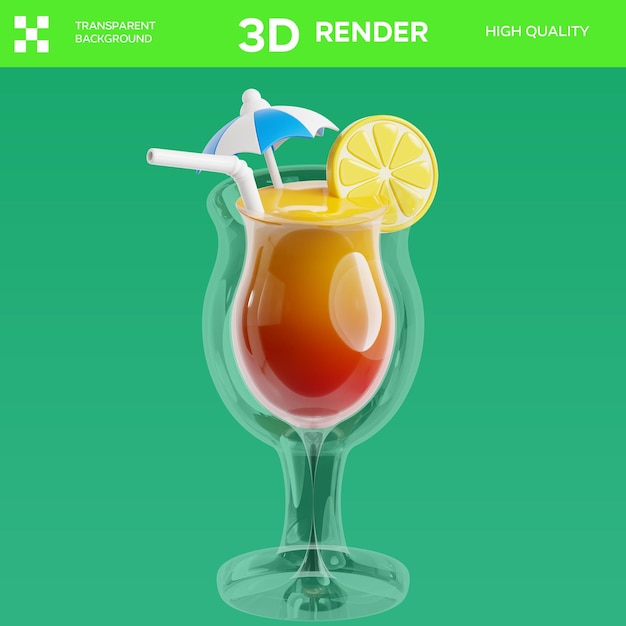 PSD Tropische Getränke 3D-Illustration