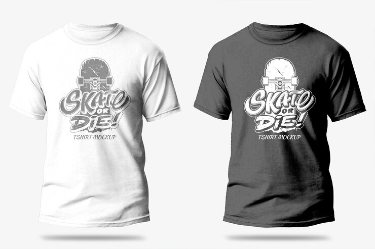 PSD Tshirt Mockup Vista frontale Colore di sfondo modificabile
