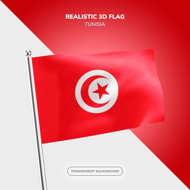 PSD tunisia renderización realista de la bandera en 3D