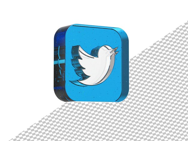 Psd-twitter-symbol 3d-renderglas isometrisch