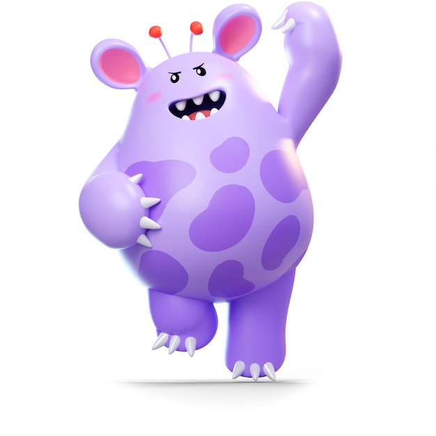 PSD um personagem alienígena fofo violeta