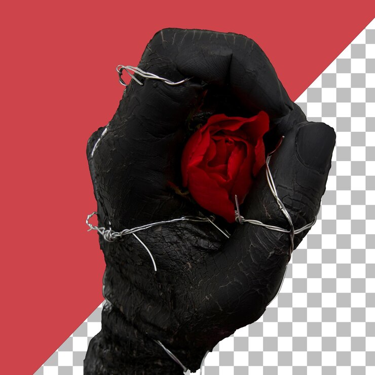 PSD psd un guanto con una rosa su uno sfondo trasparente