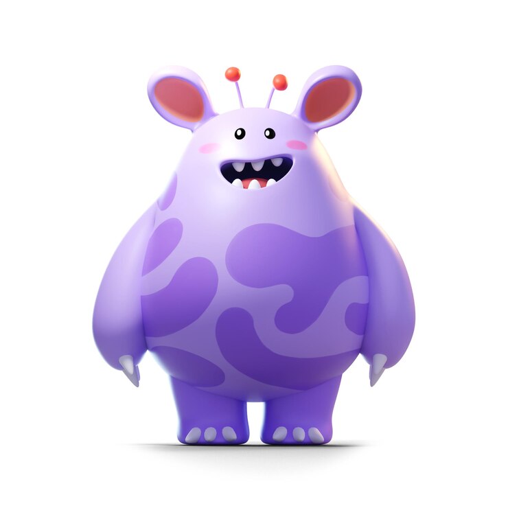 PSD un simpatico personaggio alieno viola frontside