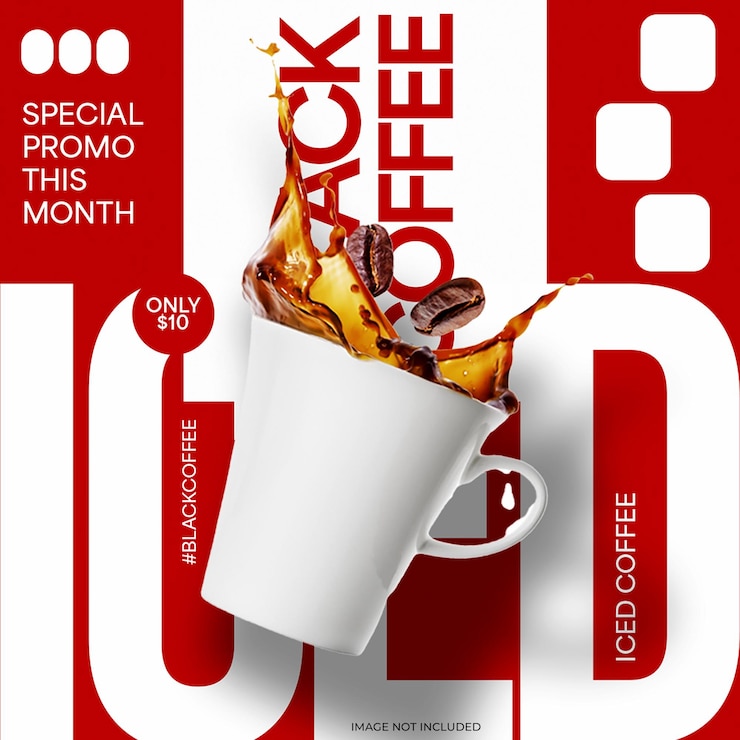 PSD psd una tazza di caffè con design tipografico per social media e modello di post instagram