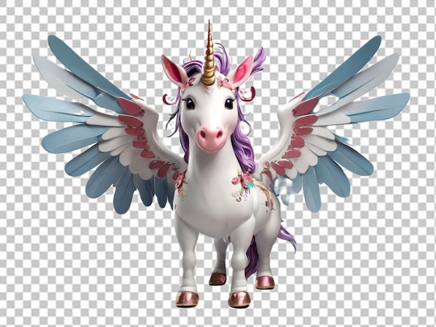 PSD psd de un unicornio 3d con alas que tiene alas