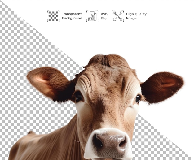 PSD Vache Animal isolé sur un fond transparent