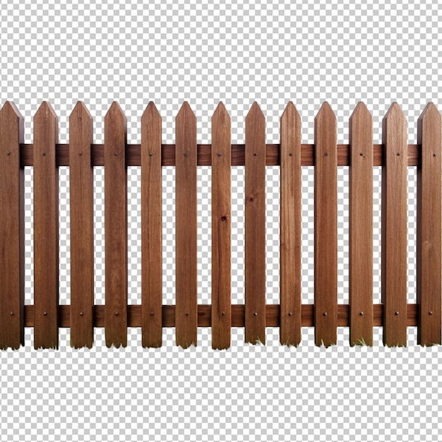 Psd de una valla de madera marrón sobre un fondo transparente