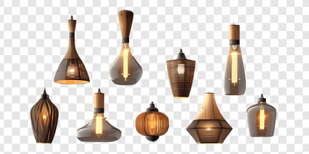 PSD varias lámparas de candelabro elegante conjunto transparente png