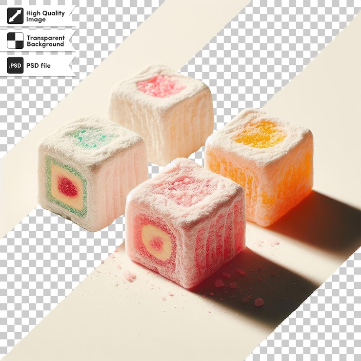 PSD psd variedad de delicias turcas con pistacho y avellana en fondo transparente máscara editable