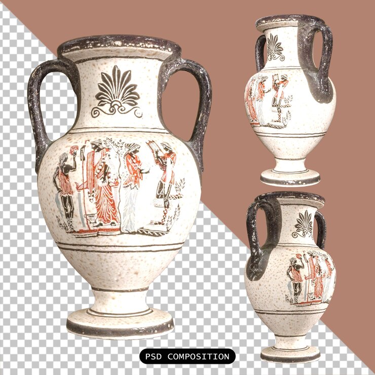 PSD psd vase guci ceramica antica isolata 3d render illustrazione