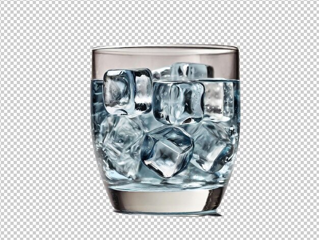 PSD psd de un vaso de vidrio con cubitos de hielo