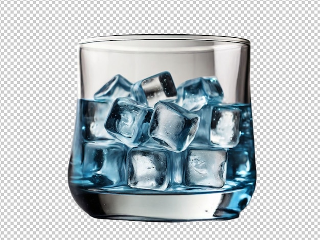 PSD psd de un vaso de vidrio con cubitos de hielo