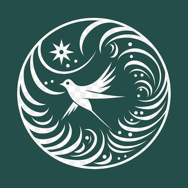 PSD psd et vecteur du nouvel an lunaire l'atmosphère de l'oiseau d'hirondelle dans le style contour t-shirt cadres art