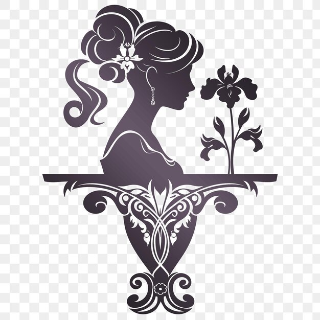 PSD psd vector art nouveau inspirado mesa lateral arte cnc con mujeres silhoue die cut diseño de tinta de tatuaje