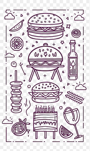 PSD Vector Bbq Design de cartão postal de convite com estilo de moldura de quintal Des CNC Die Cut Tattoo Design