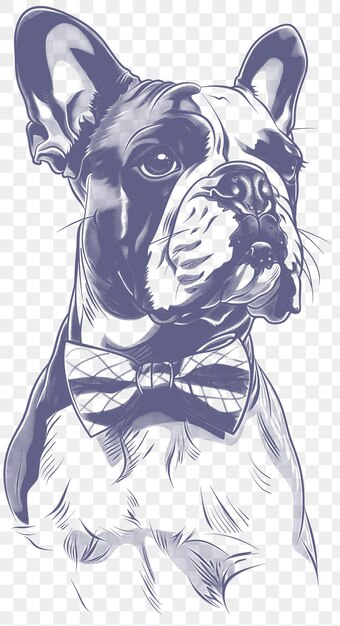 PSD psd vector d'un bulldog portant un nœud papillon avec une expression ludique portrait collage numérique à l'encre artistique