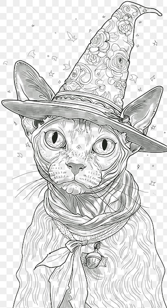 Psd Vector Du Chat Devon Rex Portant Un Chapeau De Magicien Avec Une Encre D'art De Collage Numérique Expressi Magique