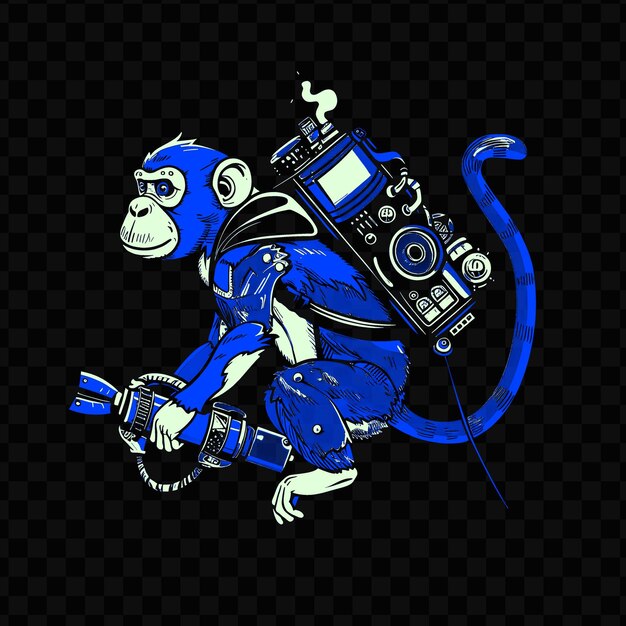 PSD psd vector energetic squirrel monkey com um jetpack a vapor e uma t-shirt design tattoo ink